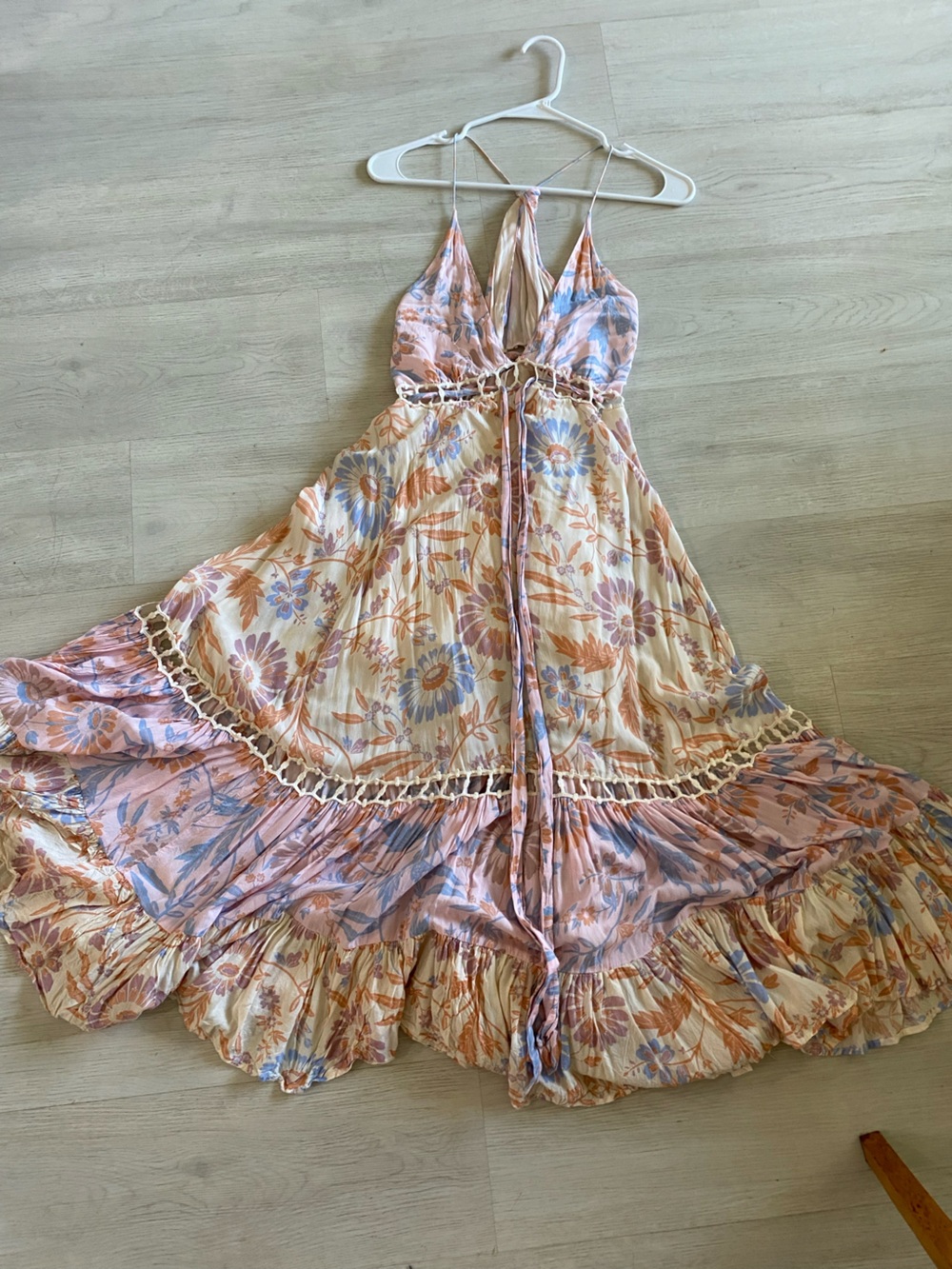 Women’s Floral Peasant Top in Pastel Pink and Peach